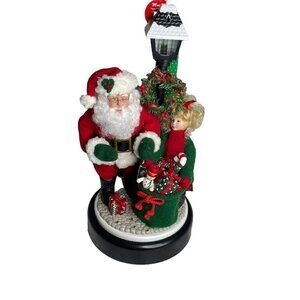 Vintage 1993 Holiday Creations Musical Santa Lamp Post Scene Christmas Decor